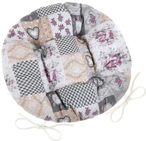 Bellatex Sedák DITA okrúhly prešívaný Patchwork love, 40 cm