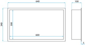 Rea Rea, LED polička na zapustenie 60x30x10 cm, 12W, 3000K, čierna matná, REA-08541