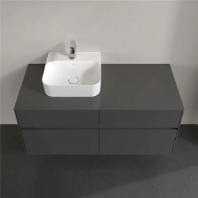 VILLEROY &amp; BOCH Collaro závesná skrinka pod umývadlo na dosku (umývadlo vľavo), 4 zásuvky, s LED osvetlením, 1200 x 500 x 548 mm, Glossy Grey, C098B0FP