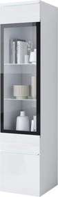 Úzka vitrína LED stĺpik Vera biely lesk (VRB00002+LED)