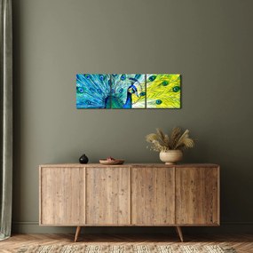 Obraz páva (s hodinami) (90x30 cm)
