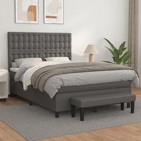 Boxspring posteľ s matracom sivá 140x200 cm umelá koža 3137669