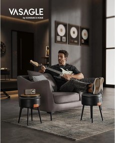 EKHO taburetka, odkladací stolík s úložným priestorom, syntetická koža, čierna