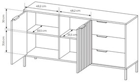 Komoda Rastafa 2D3S (dub artisan + čierna). Vlastná spoľahlivá doprava až k Vám domov. 1071379