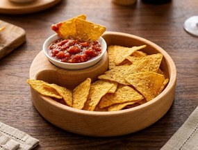 AMADEA Drevená miska nachos guľatá, masívne drevo, rozmer 20x4, 5 cm