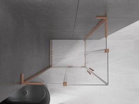 Mexen Velar L Duo, sprchový kút s posuvnými dverami 90 x 80 cm, 8mm číre sklo, medená matná, 871-090-080-02-03-65