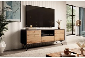 TV skrinka/stolík Polynesia (s osvetlením) (čierna + dub wotan). Vlastná spoľahlivá doprava až k Vám domov. 1098739