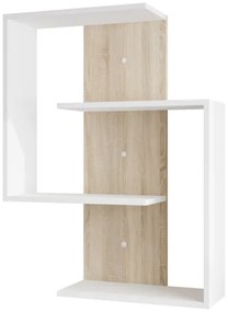Nástenná polica MORIKO 85x65 cm biela/dub sonoma