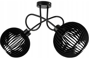 BERGE LED stropné svietidlo 2XE27, drevené, čierne
