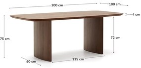 Hnedý jedálenský stôl v dekore orecha 100x200 cm Litto – Kave Home