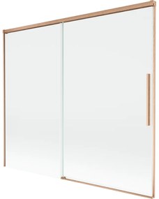 Mexen Rox, 2-krídlová posuvná vaňová zástena 180 x 150 cm, 8mm číre sklo, medený matný profil, 8C9-180-001-65-00