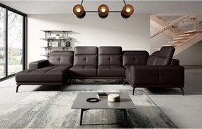 Rohová sedačka v tvare U Nicolette (tmavohnedá) (p)