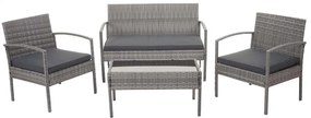 Záhradná súprava 2 kresiel, pohovky a stolíka HWC-F56 - sivá, vankúše tmavosivá