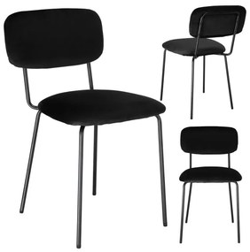 Jedálenská stolička LOUIS zamatová, čierna