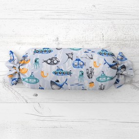 Biante Detský vankúš valec bonbon Sandra SA-673 Podmorský svet modrý 15x40 cm