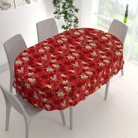 Biante Bavlnený oválny obrus Sandra SA-714 Vianočné cezmíny na červenom 60x100 cm
