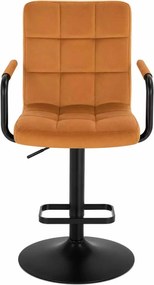 LuxuryForm DESIGN Barová stolička VERONA BLACK VELUR na čiernom tanieri - medová