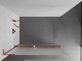 Mexen Kioto+ L, sprchová zástena Walk-In s poličkou a vešiakom 110 x 200 cm, 8mm sklo námraza, ružové zlato profil, 800-110-123-60-30