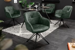 Stolička Euphoria tmavozelená zamatová otočná