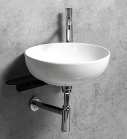 Sapho Tetris, nástenné okrúhle umývadlo s držiakom pre stojánkovú batériu vpravo, 415x140mm, biela, TZ420-02