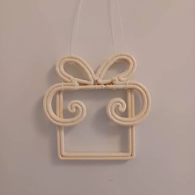 DECOLED Vianočný darček, 30 cm, biely