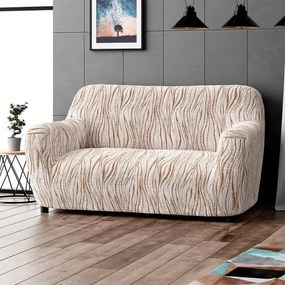 Bielastické poťahy UNIVERSO NOVÉ žíhané béžové dvojkreslo (š. 120 - 160 cm)