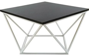 HowHomely Konferenčný stolík CURVED 60x60 cm biela/čierna 10-1568-60-WB-MDF
