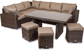 Záhradný rohový nábytok BELMONT ľavý roh hnedočierny