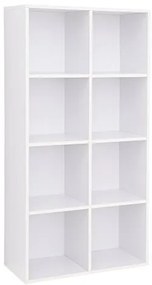 Regál do obývačky, 8 políc, 129,5x65,5x30cm, biely