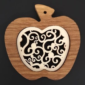 AMADEA Drevená ozdoba z masívu s vkladom - jablko s ornamentom 7 cm