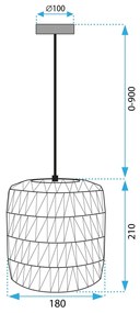 Závesná lampa La Belle Boho V čierna/hnedá