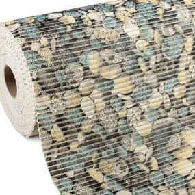 Kúpeľňová penová rohož / predložka PRO-059 Žlto-modré riečne kamene - metráž šírka 65 cm