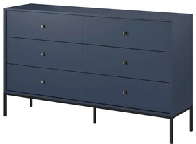 Mono tmavo modrá komoda so 6 zásuvkami (MKS154)