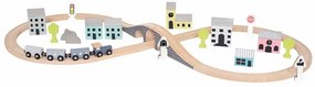 Jabadabado Drevená vláčiková súprava 36 dielov s tunelom a semaforom
