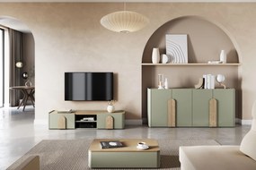 RTV skrinka Amilio 170 cm so zásuvkou - eukalyptus / dub baltic dune / úchyty dub prírodný