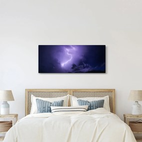 Obraz - fialová obloha a blesk (120x50 cm)