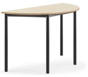 Stôl BORÅS, polkruh, 1200x600x720 mm, laminát - breza, antracit