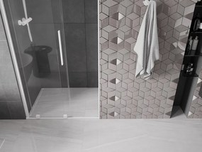 Mexen Velar, posuvné dvere do otvoru 90x200 cm, 8mm číre sklo, biely profil, 871-090-000-01-20