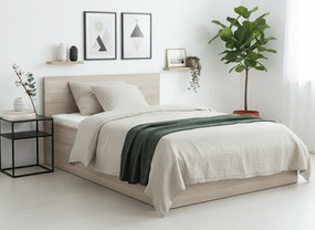 Posteľ SOFIA 160 x 200 cm, dub sonoma Rošt: S lamelovým roštom, Matrac: Matrac DELUXE 10 cm