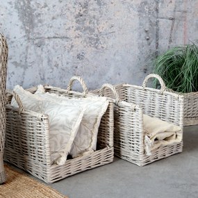 Súprava 2ks prútených košov s ušami French Basket Grey – 50*39*40/ 42*30*37 cm