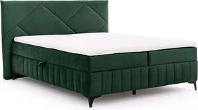 Posteľ Boxspring Wasil 160x200 s úložným priestorom - zelený hydrofóbny zamat Element 12