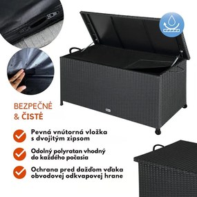 Polyratanový úložný box RICCO, 117 x 53 x 60cm, čierna Casaria