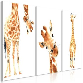 Obraz - Funny Giraffes (3 Parts) Veľkosť: 120x60, Verzia: Na talianskom plátne
