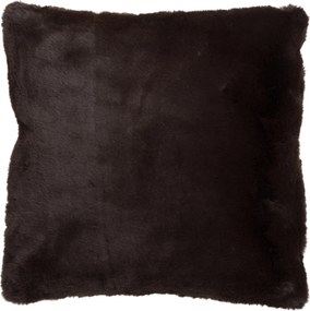 Tmavo hnedý chlpatý vankúš Cutie - 45 * 45 * 4 cm