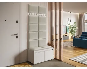 Nábytok do predsiene Kendora 80 (s 12 ks. čalúnených nástenných panelov Pazara 40x30) (manila 02). Vlastná spoľahlivá doprava až k Vám domov. 1054009