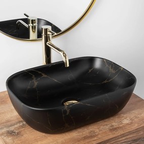 Rea Belinda Marble, umývadlo na dosku 47 x 34 cm, čierna matná, REA-U8908