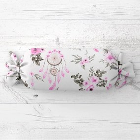 Biante Vankúš valec bonbon Sandra SA-476 Ružové lapače snov a ruže II. 15x40 cm