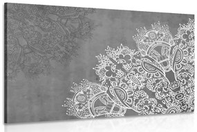 Obraz prvky kvetinovej Mandaly v čiernobielom prevedení - 120x80