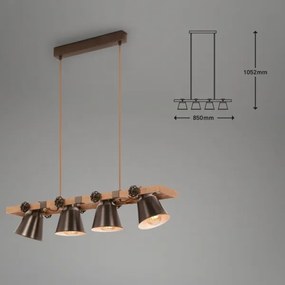 Briloner 4406-044 - Luster na lanku TALE 4xE27/40W/230V hnedá