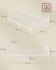 Kovová manželská posteľ 140 cm RMB064WG01